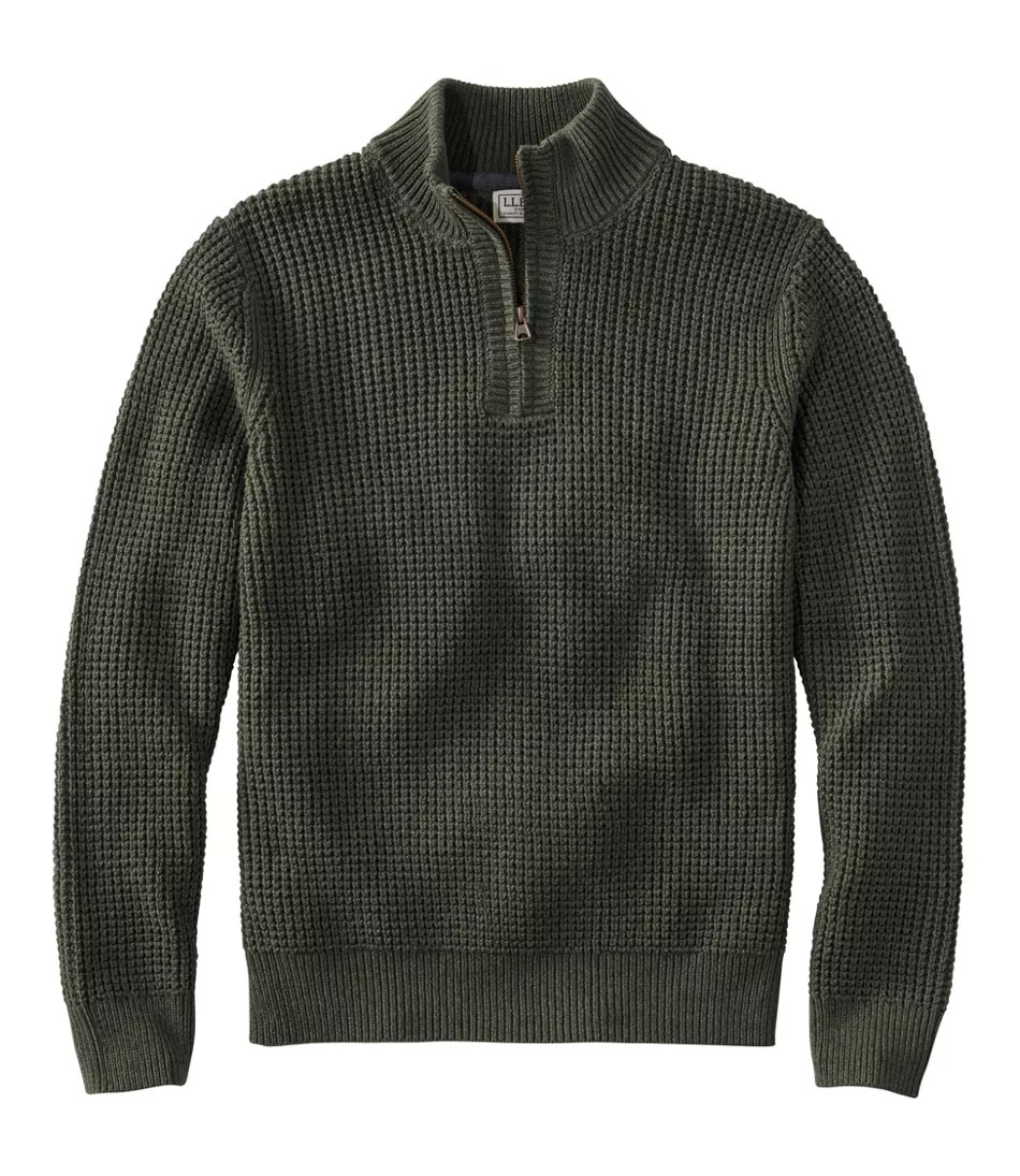 Men's Organic Cotton Waffle Sweater, Quarter Zip | L.L. Bean