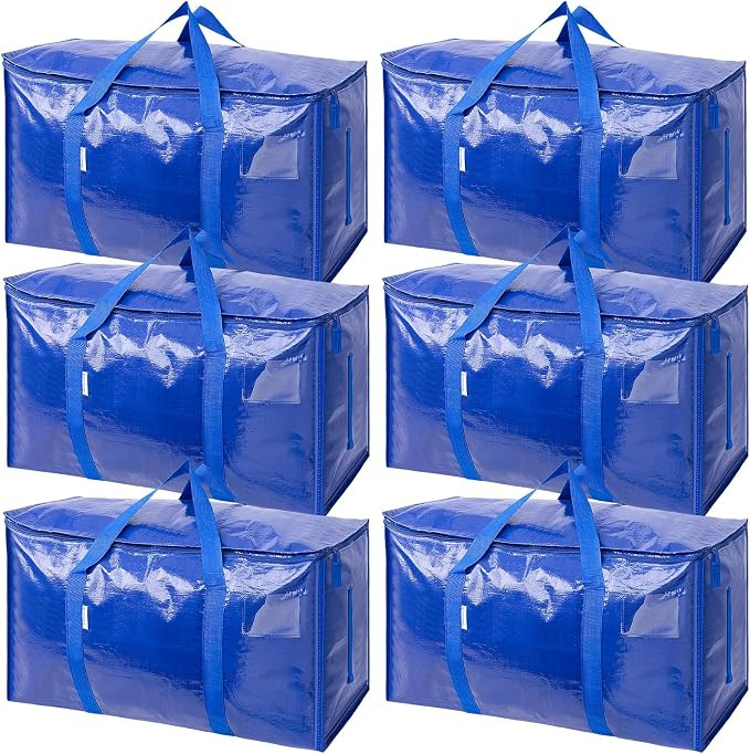 TICONN 6 Pack Extra Large Moving Bags with Zippers & Carrying Handles, Heavy-Duty Storage Tote Mo... | Amazon (US)