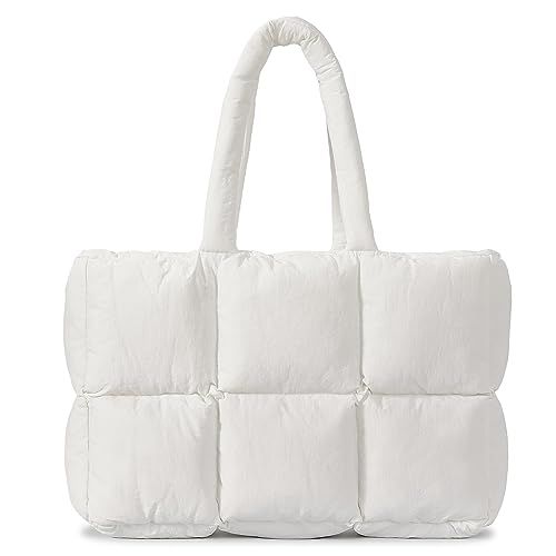 Herald Puffer Tote Bag for Women, Large Quilted Puffy Cloud Handbag Winter Down Padding Lattice S... | Amazon (US)