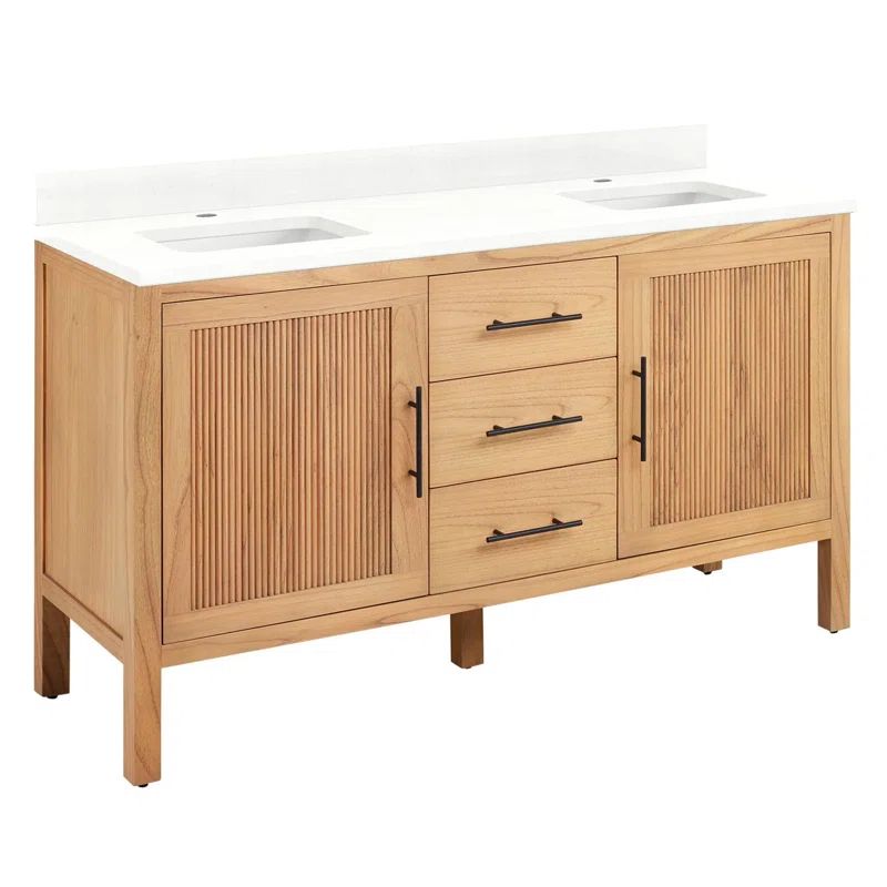 60" Ayanna Double Bathroom Vanity Set with Rectangular Undermount Sinks | Wayfair North America