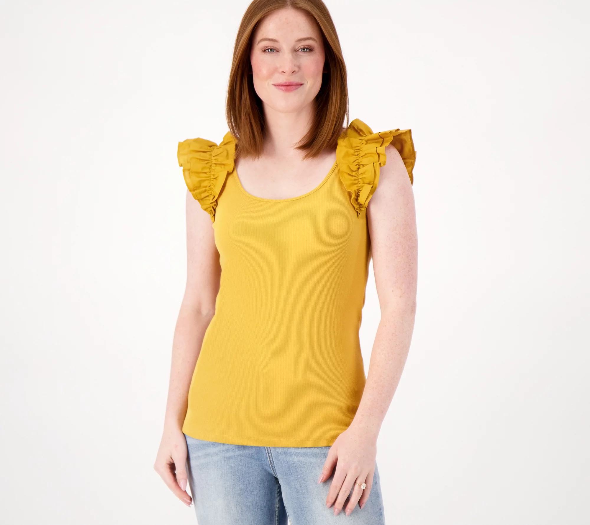 Candace Cameron Bure Statement Ruffle Sleeve Knit Top - QVC.com | QVC