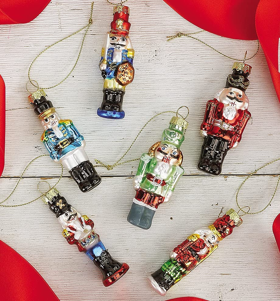 Lillian Vernon Glass Nutcracker Christmas Ornaments - Set of 6, 6 Designs, Hand Blown, Mini Tree ... | Amazon (US)