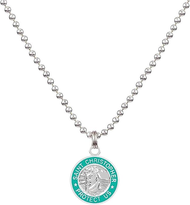 Get Back St. Christopher Surf Necklace | Small - Silver/Teal | Amazon (US)