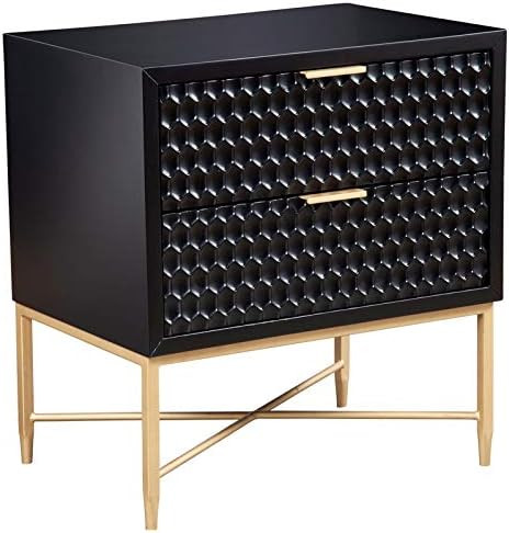 Trent Home Contemporary Two Drawer Wood Nightstand in Black | Amazon (US)