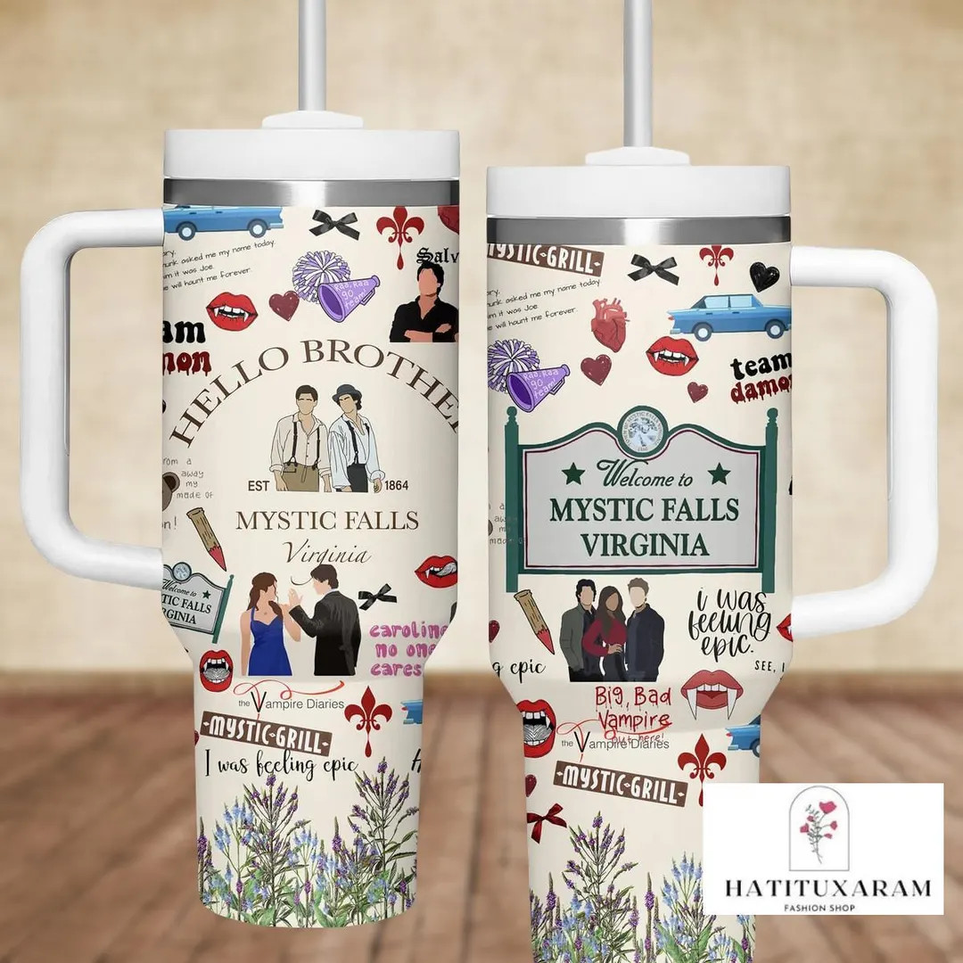 Mystic Falls Virginia Becher mit Griff, Edelstahl Becher von Vampire Diaries inspiriert Reisebech... | Etsy (US)