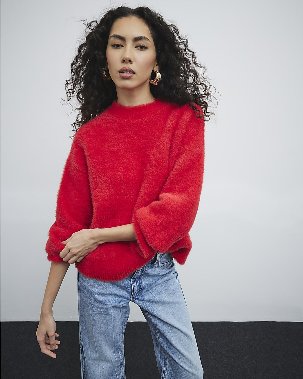 Red Fluffy Jumper | River Island UK & IE