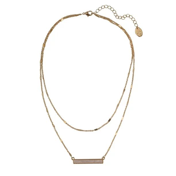 Time And Tru Women's Gold Tone MOP Bar Delicate Pendant Necklace - Walmart.com | Walmart (US)