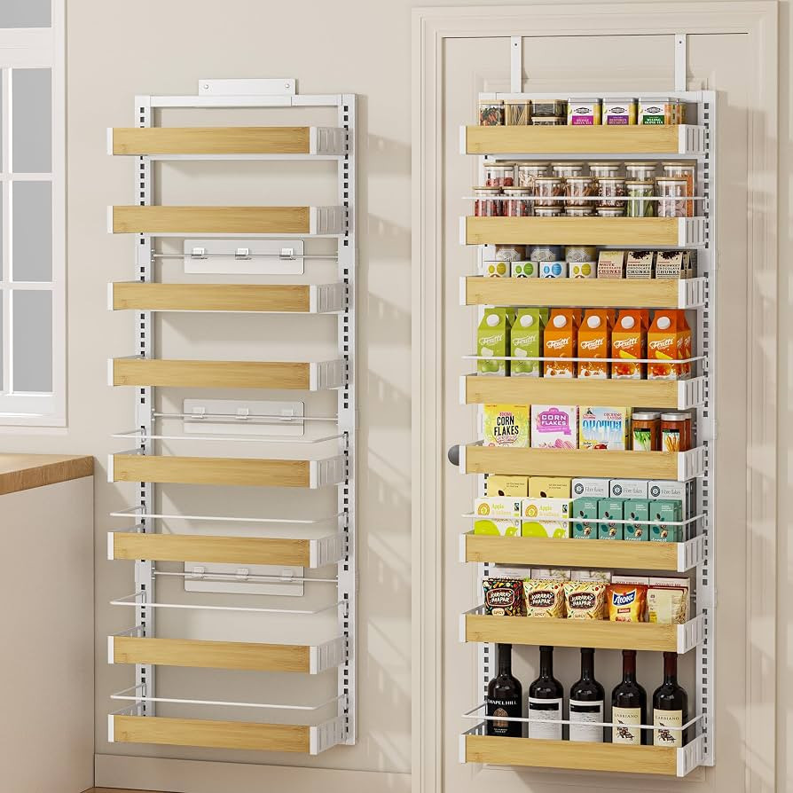 8 Tier Over The Door Pantry Organizer, 2 IN 1 Wall Mount or Hanging Spice Rack Seasoning Shelves ... | Amazon (US)