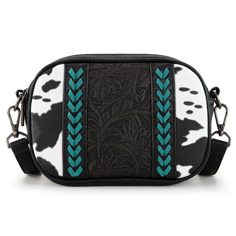 Montana West Cow Print Crossbody Bag for Women Western Tooled Design with Built in Card Holder, S... | Walmart (US)