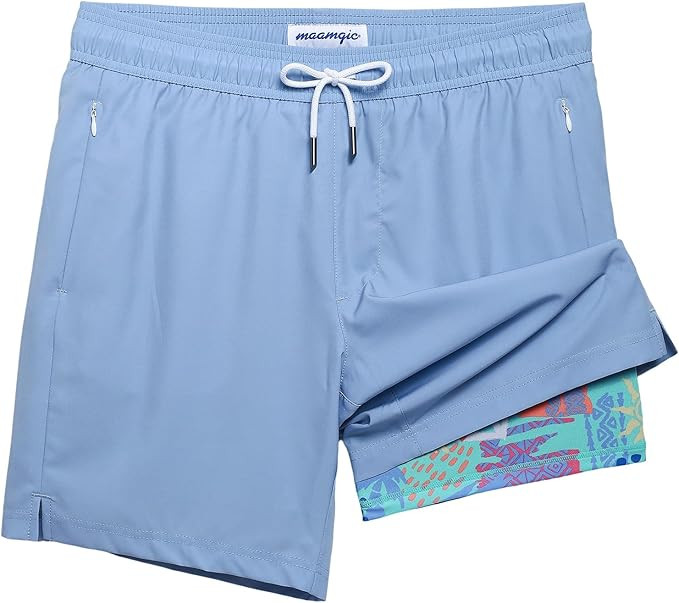 maamgic 2 in 1 Mens Swim Trunks 7 Inch Swim Shorts Swim Suits Board Shorts | Amazon (US)