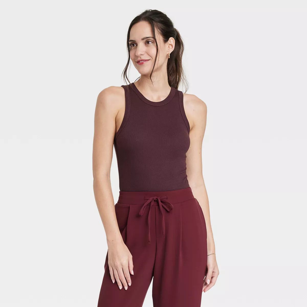 Women's Slim Fit Ribbed High Neck Tank Top - A New Day™ | Target