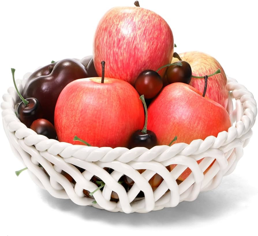 Ceramic Fruit Bowl, Decorative Fruit Basket with Holes, 9.7'' Large Fruit Vegetable Holder Servin... | Amazon (US)