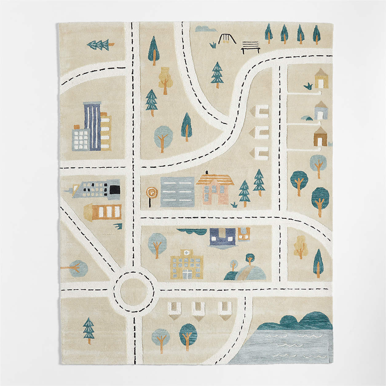 City Roadmap Interactive Wool Kids Area Rug 5'x8' + Reviews | Crate & Kids | Crate & Barrel