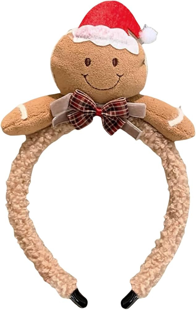Gingerbread Headbands Christmas Headband for Women Plush Ginger Hairband for Man Fluffy Hairbands... | Amazon (US)