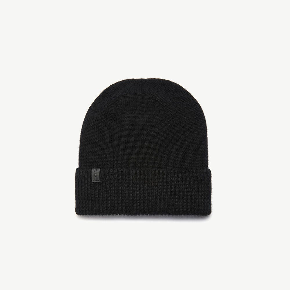 Strathberry - Westray Ribbed Cashmere Beanie - Black | Strathberry