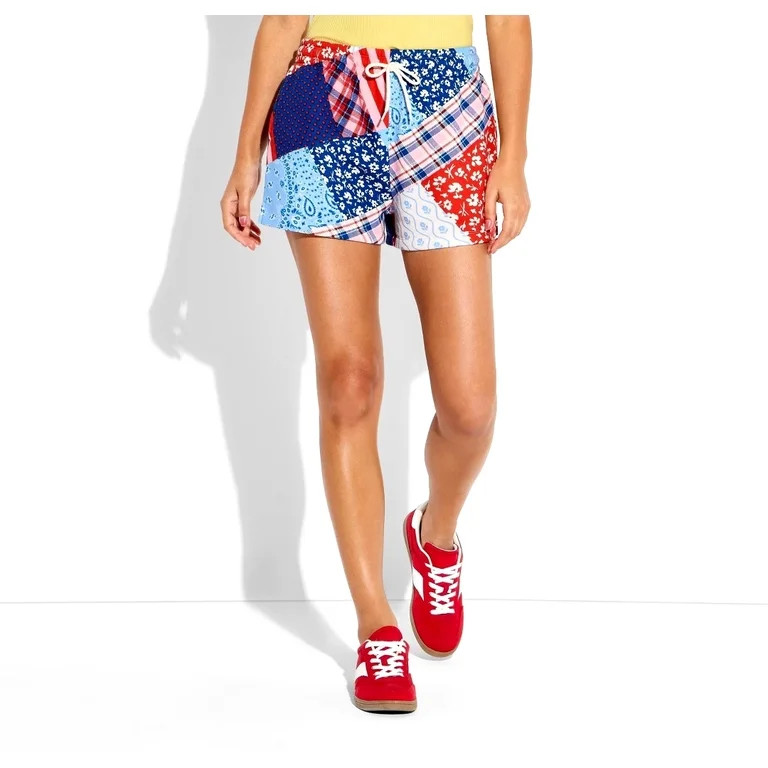 Women's Americana Mixed Print Graphic Jogger Shorts - Small | Walmart (US)