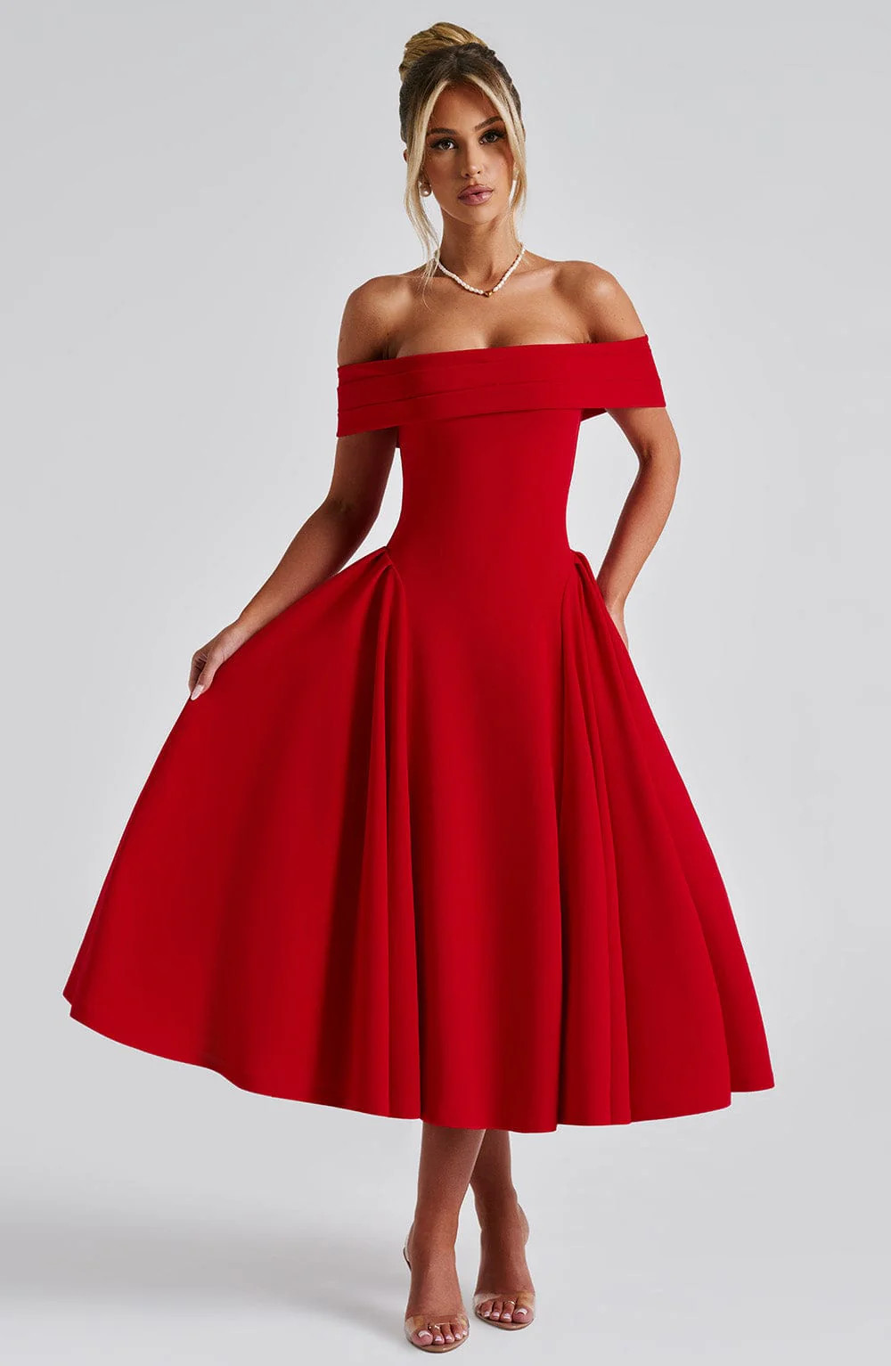 Miranda Midi Dress - Red | Babyboo (global)