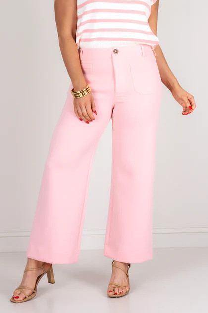 Eleanor Baby Pink Wide Leg Pant | The Willow Tree
