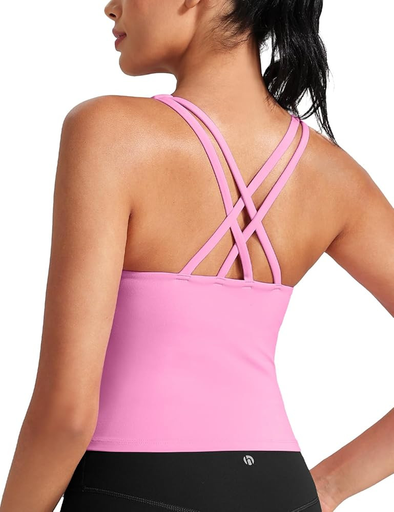 HeyNuts Zeal Bras for Women, Longline Medium Impact Crop Tank Bras Wirefree Sports Tops with Remo... | Amazon (US)