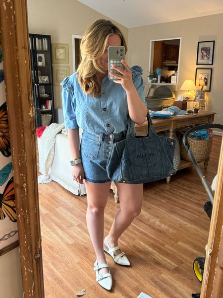 Spring denim. Spring trends. Denim outfit. Denim shorts  

#LTKfindsunder100 #LTKstyletip #LTKSeasonal