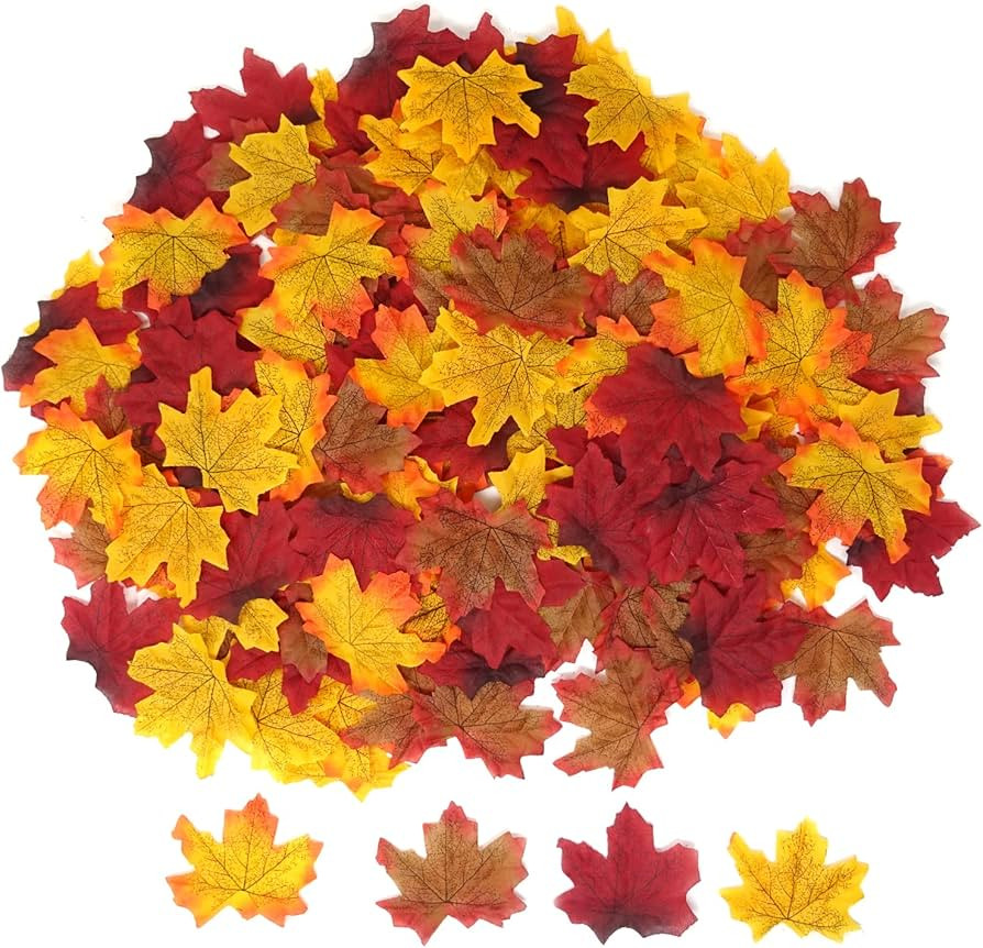 Honbay 200PCS 8cm/3.1inch Assorted Color Artificial Maple Leaves Fall Leaves for Weddings, Thanks... | Amazon (US)