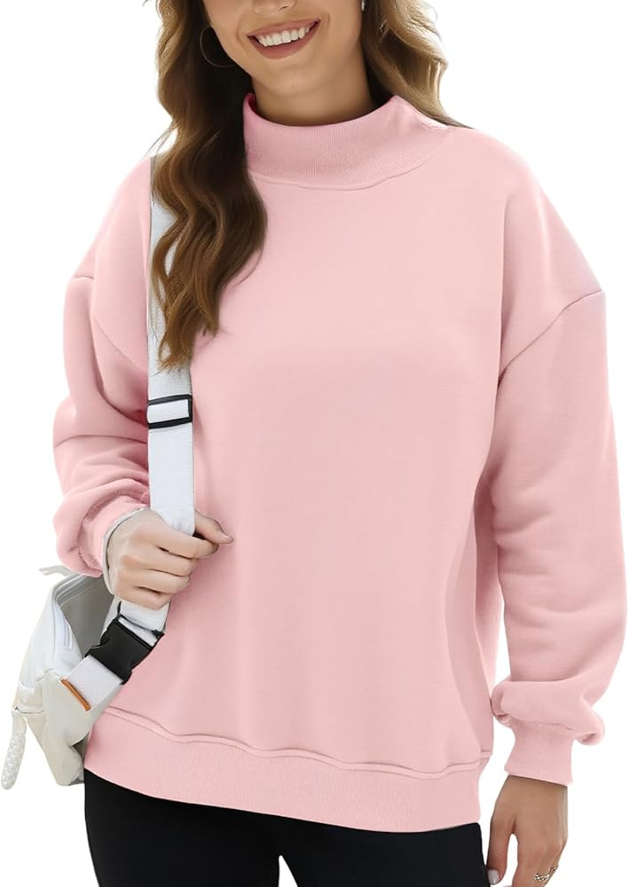 Wyeysyt Women's Mock Neck Sweatshirt Oversized Fall Outfits Fleece Lined Turtleneck Pullover Long... | Amazon (US)