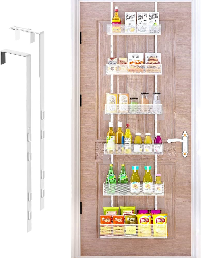 Over the Door Pantry Organizer - 6-Tier Mesh Basket Hanging & Wall Mounted Pantry Door Organizer,... | Amazon (US)