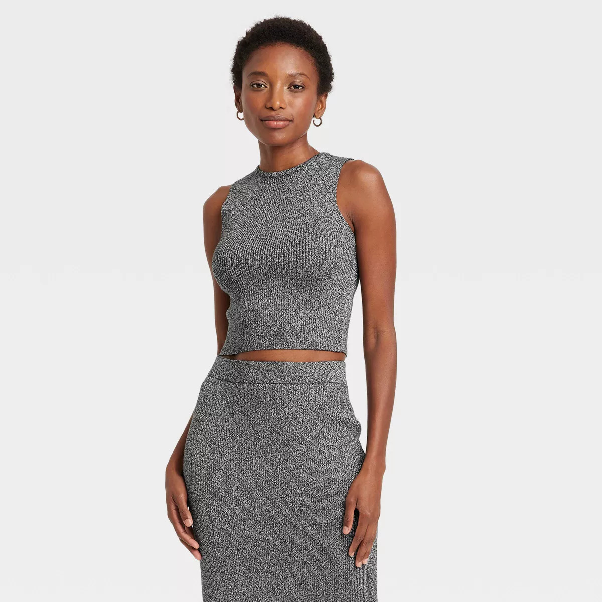 Women's Crewneck Lurex Pullover Sweater Tank - A New Day™ Silver | Target