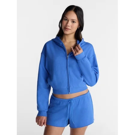 No Boundaries Boxy Zip Up Hoodie, Women's XXS-XXL | Walmart (US)