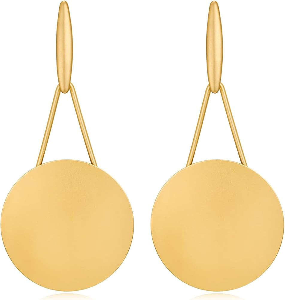 MUYAN Fashion Large Disc Geometric Dangle Earrings for Women Statement Dangle Earrings Geometric ... | Amazon (US)