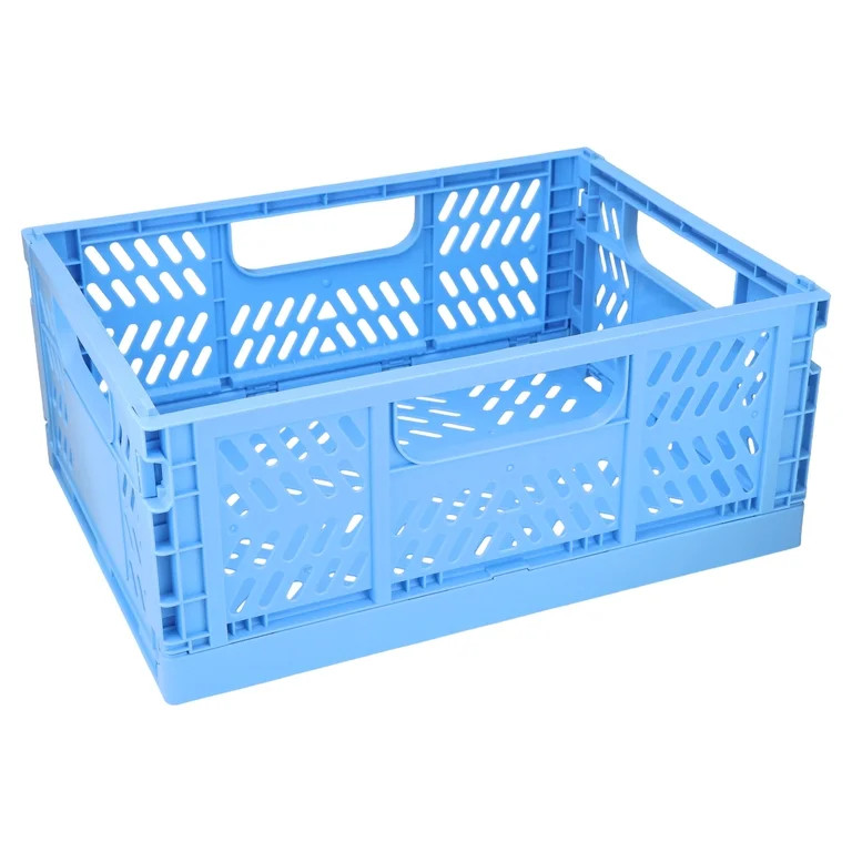 Pen+Gear Small Plastic Collapsible Crate, Blue, 11.41 in x 8.26 in x 4.72 in | Walmart (US)