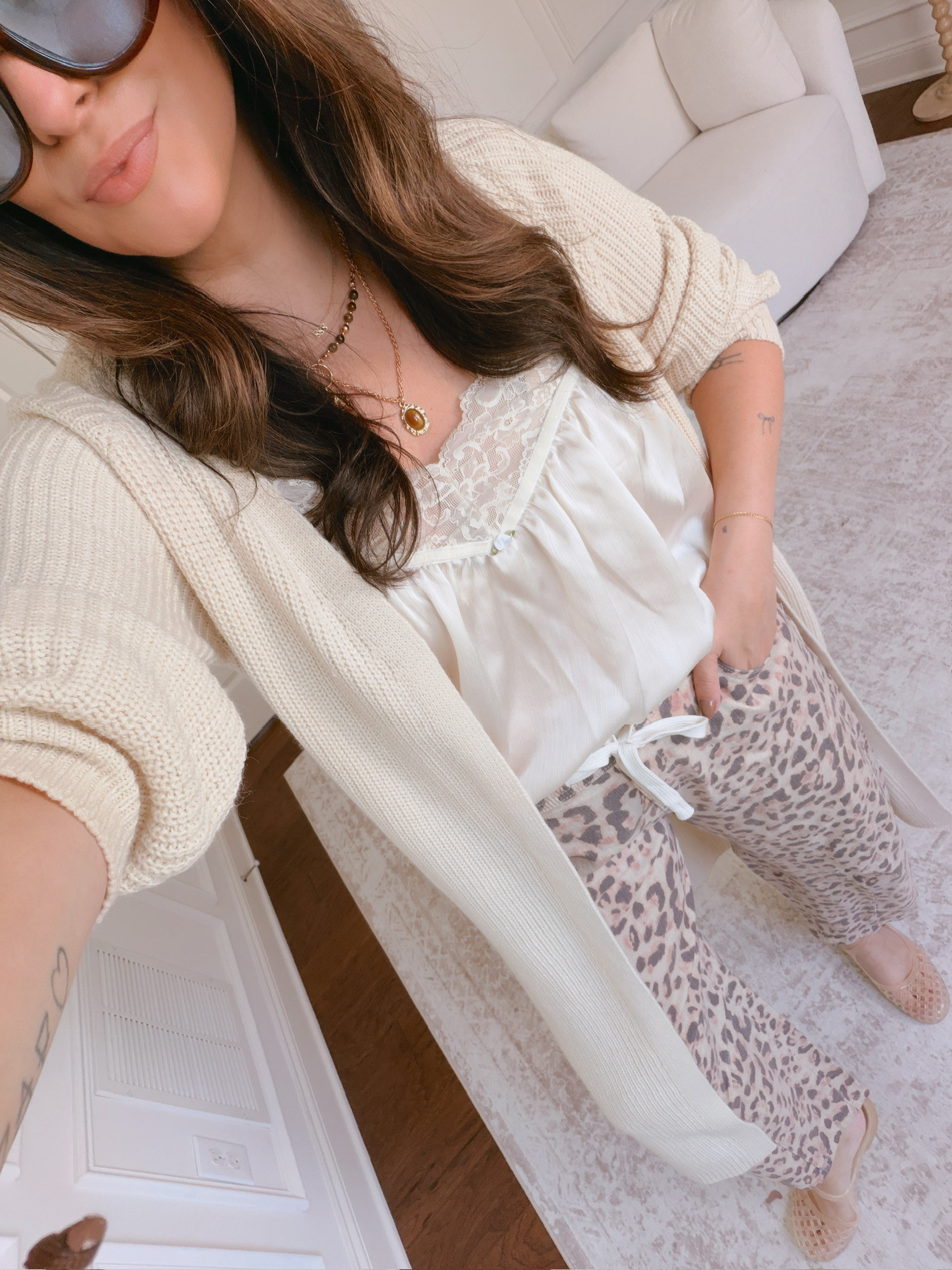 Wearing an XL in the denim and tank and a large in the cardigan 

 #LTKSeasonal #LTKMidsize