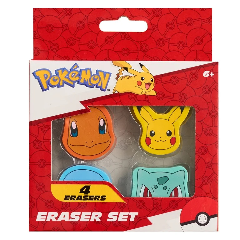 Pokemon Eraser Set, 4 Count | Walmart (US)