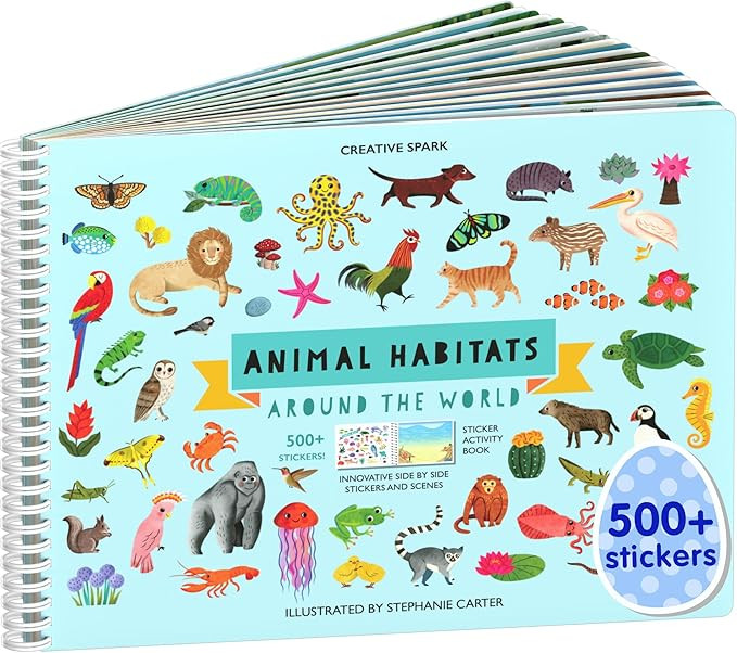 Cupkin Animal Sticker Book Activity for Kids, Toddler Airplane Travel Essentials, 500+ Habitat St... | Amazon (US)