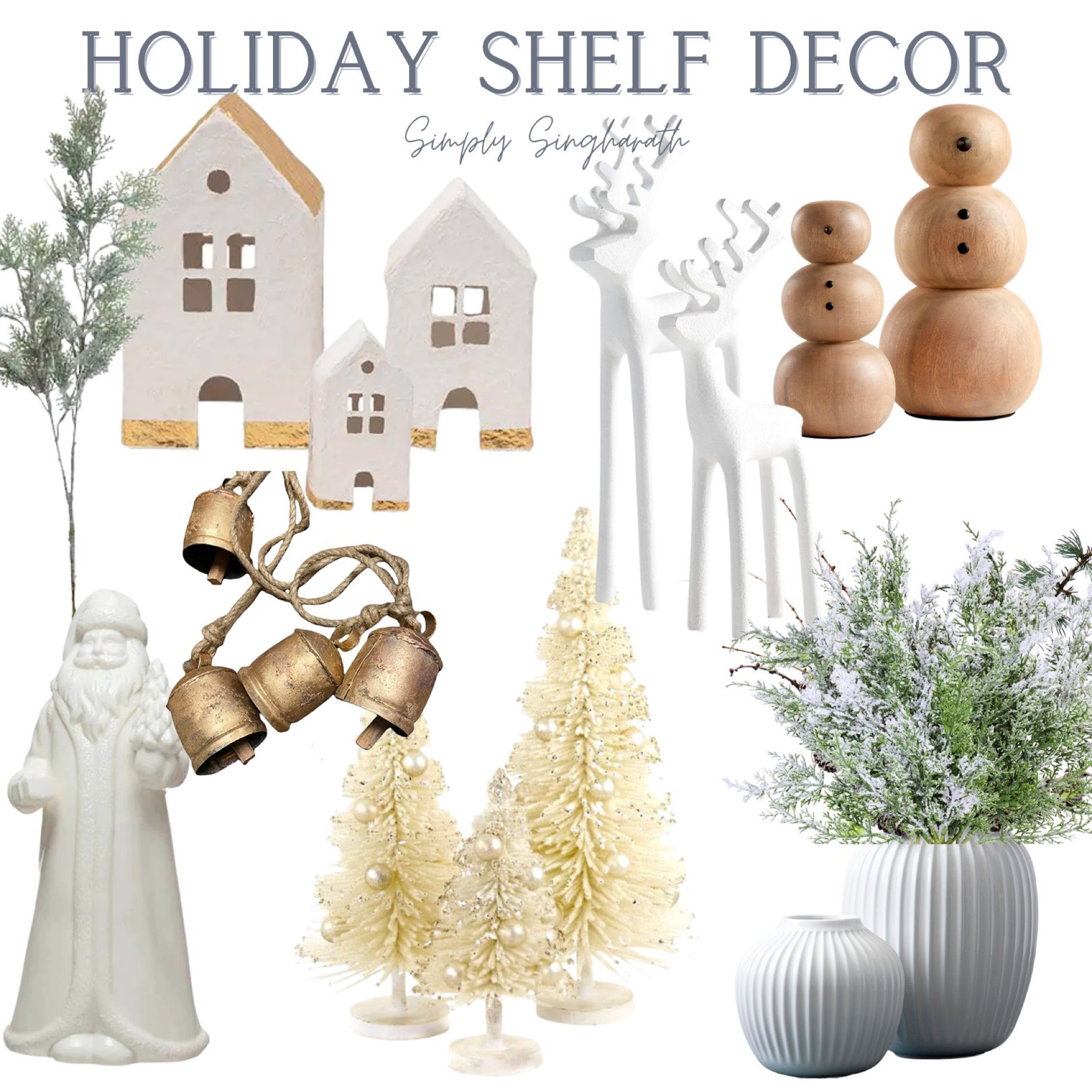 Holiday shelf and tabletop decor. Neutral Christmas decor 


#LTKhome #LTKHoliday #LTKSeasonal
