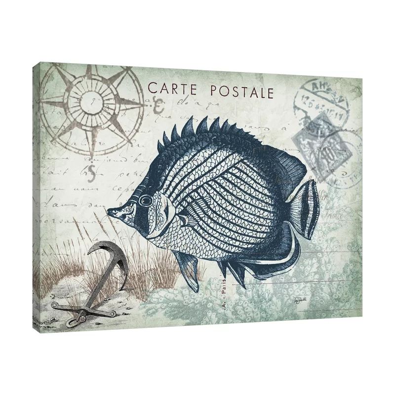 Seaside Postcard: Fish by Tre Sorelle Studios - Wrapped Canvas Graphic Art | Wayfair North America