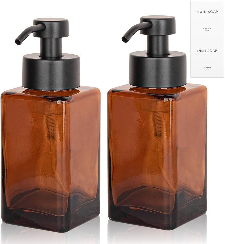 Foaming Soap Dispenser with Stainless Steel Pump, 12oz Refillable Glass Liquid Dish Soap Bottles ... | Amazon (US)