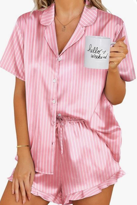 Cute silk pjs for summer! 💕
🔗linked on Amazon lots of cute colors! 

#LTKsalealert #LTKfindsunder50 #LTKGiftGuide