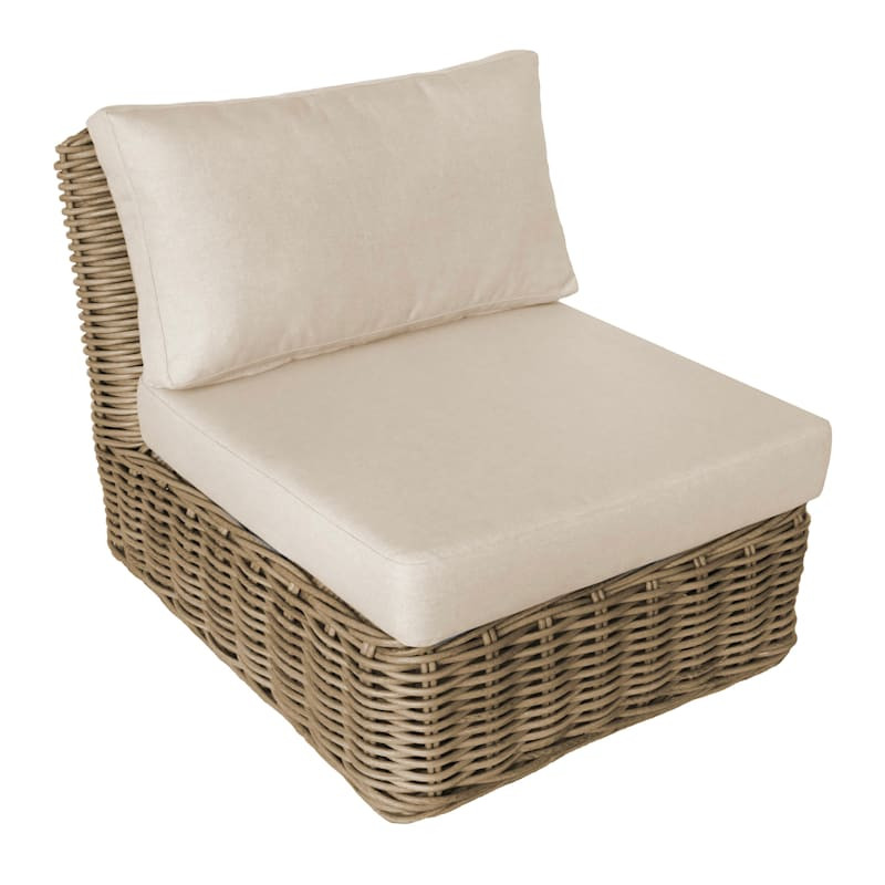 Set of 2 Hamptons All-Weather Wicker Armless Outdoor Chair with Cushion | At Home