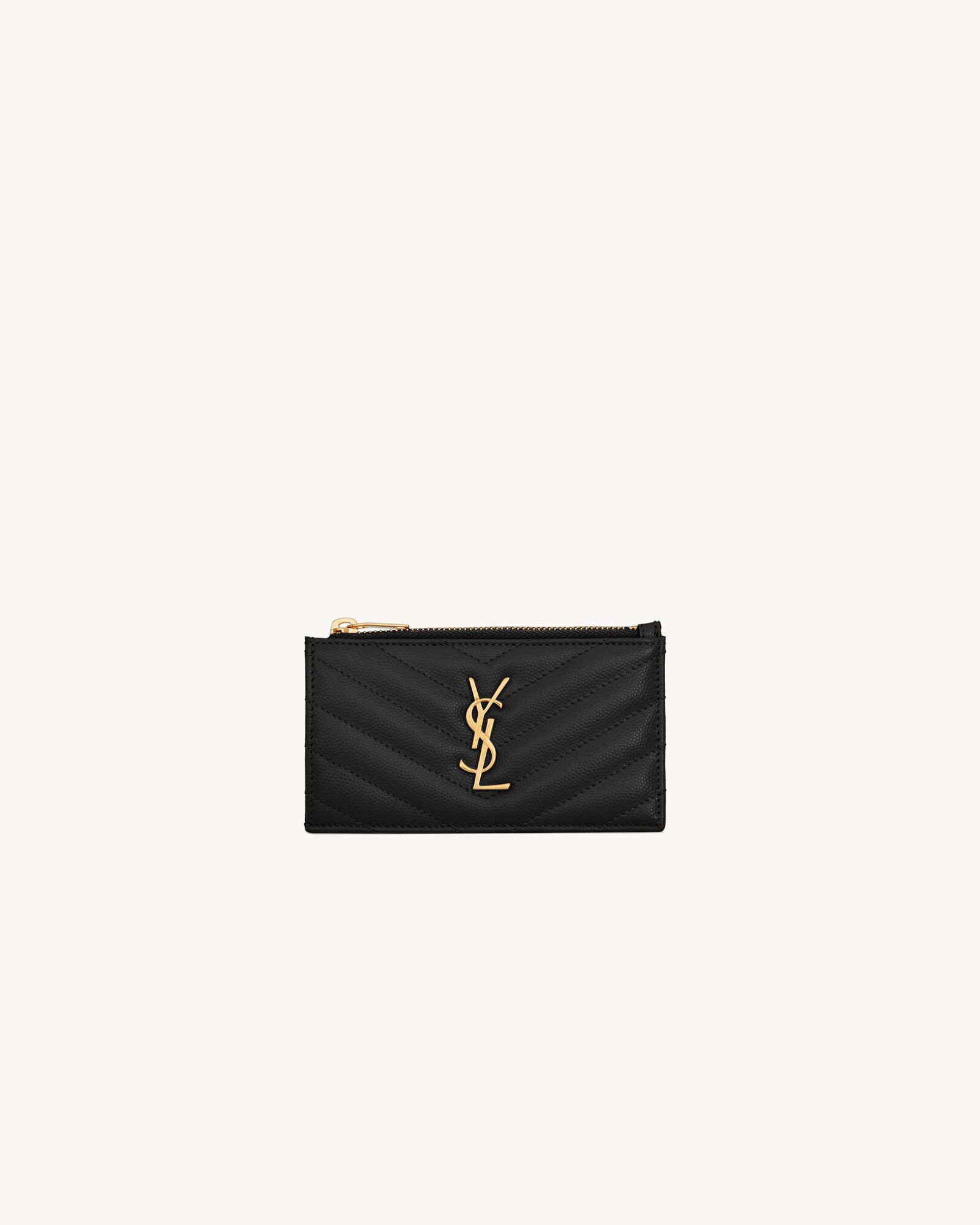 CASSANDRE MATELASSÉ FRAGMENTS CARD CASE IN GRAIN DE POUDRE LEATHER | Saint Laurent Inc. (Global)