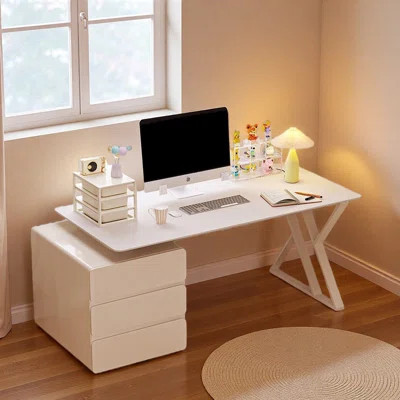 Cream-Style Modern Desk with Iron Legs | Wayfair North America