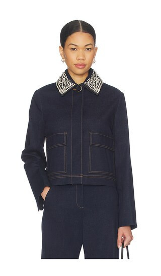 Veronica Beard Embellished Barrington Jacket in Blue. - size 4 | Revolve Clothing (Global)