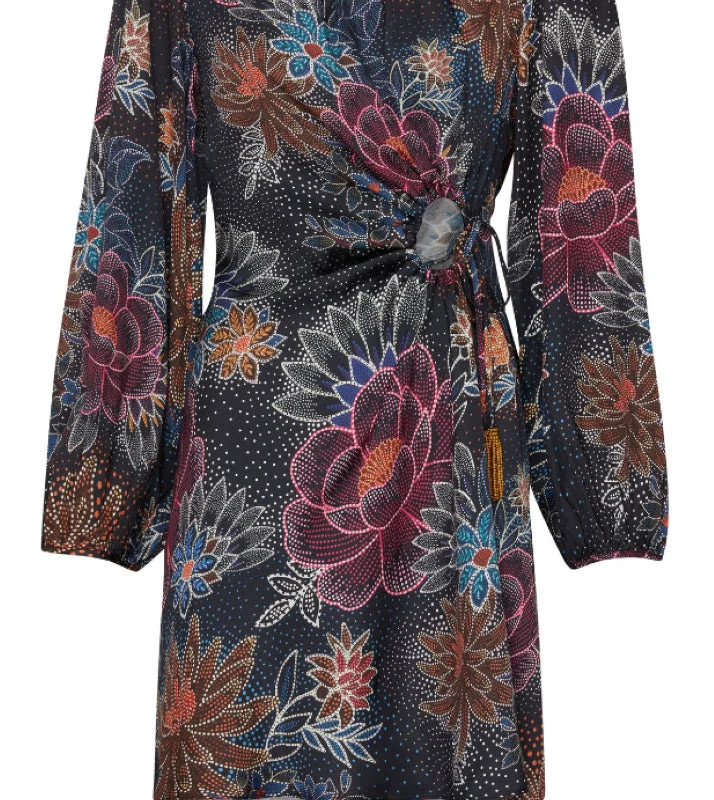 FARM RIO Farm Rio Women Sparkle Flowers Jewel Neck Cut Out Mini Dress Black - Black - XL | Verishop