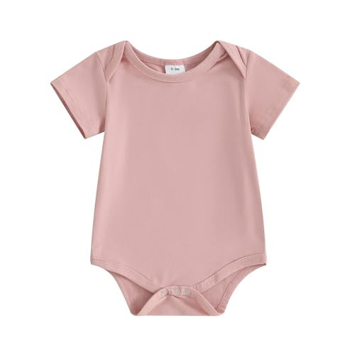Okbabeha Baby Bubble Romper Boy Girl Infant Short Sleeve Solid Shirt Oversized Bodysuit Baby Summer Clothes 3M 6M 9M 12M 18M (Solid Pink, 6-9 Months) | Amazon (US)