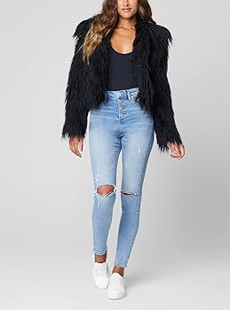 [BLANKNYC] Womens Faux Fur Cropped Jacket, Comfortable & Stylish Coat, Taking Chances, Large | Amazon (US)