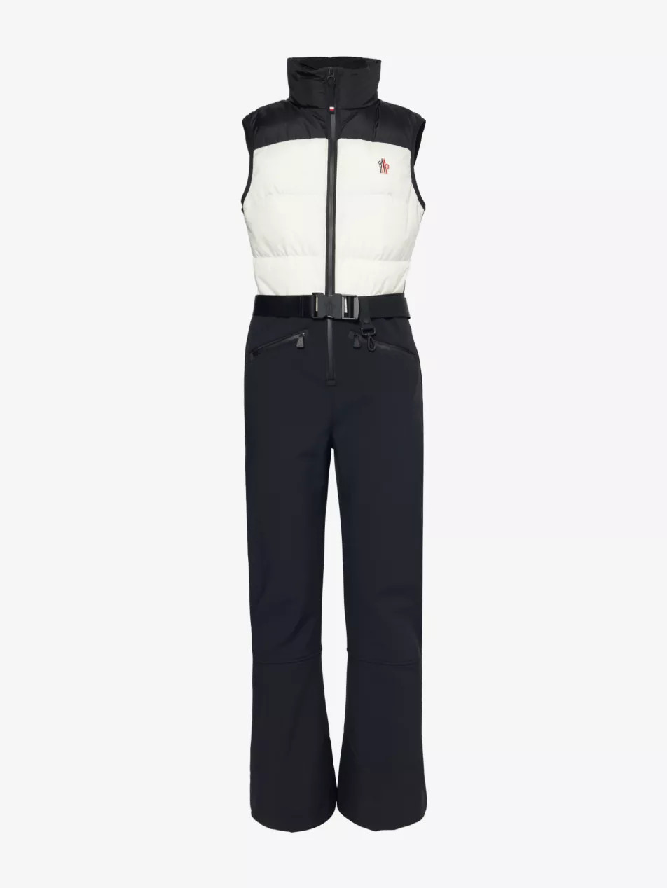 Logo-patch sleeveless down-fill ski suit | Selfridges