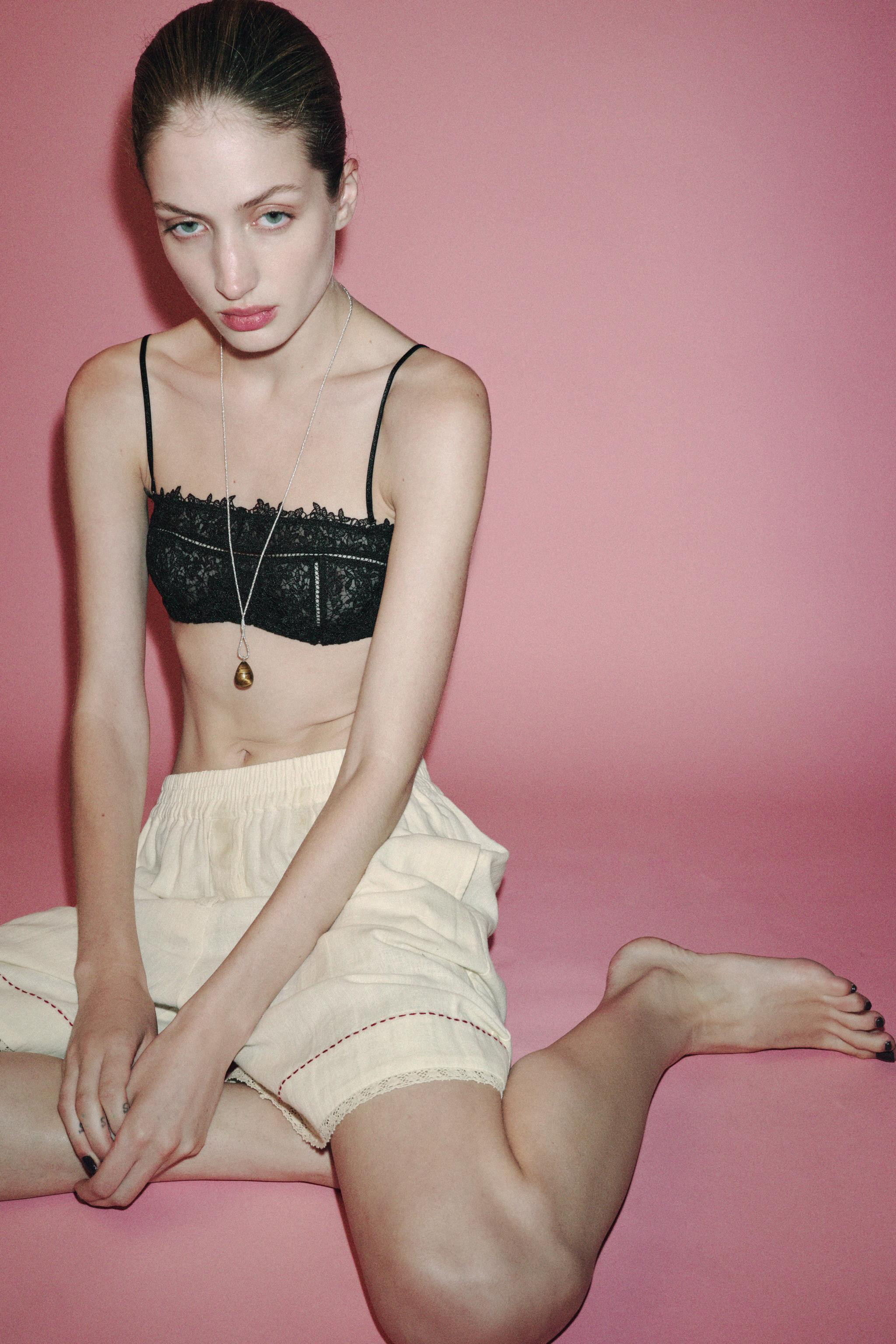 UNDERWIRE MESH LACE BRA | Zara US