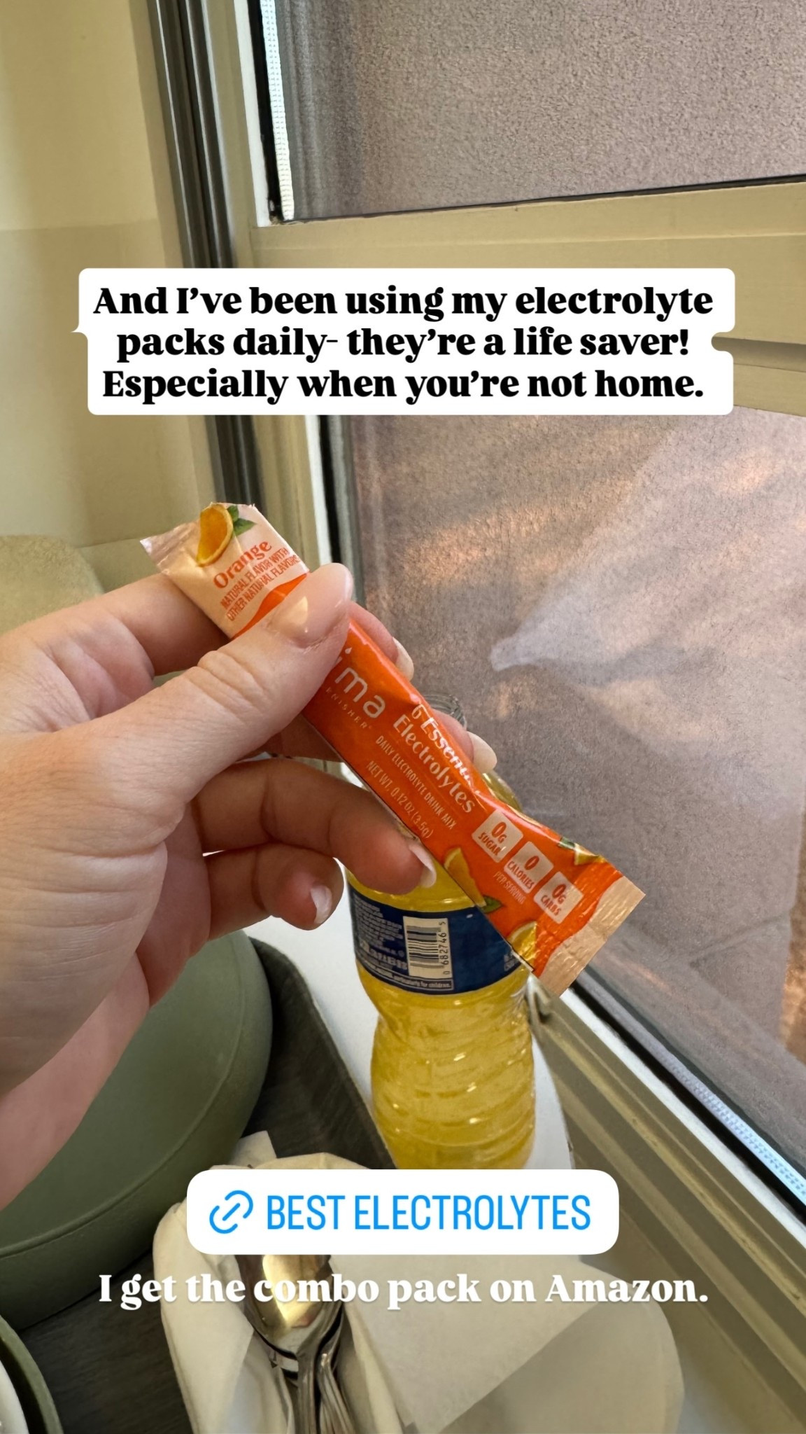 And I’ve been using my electrolyte packs daily- they’re a life saver! Especially when you’re not home.  I get the combo pack on Amazon.