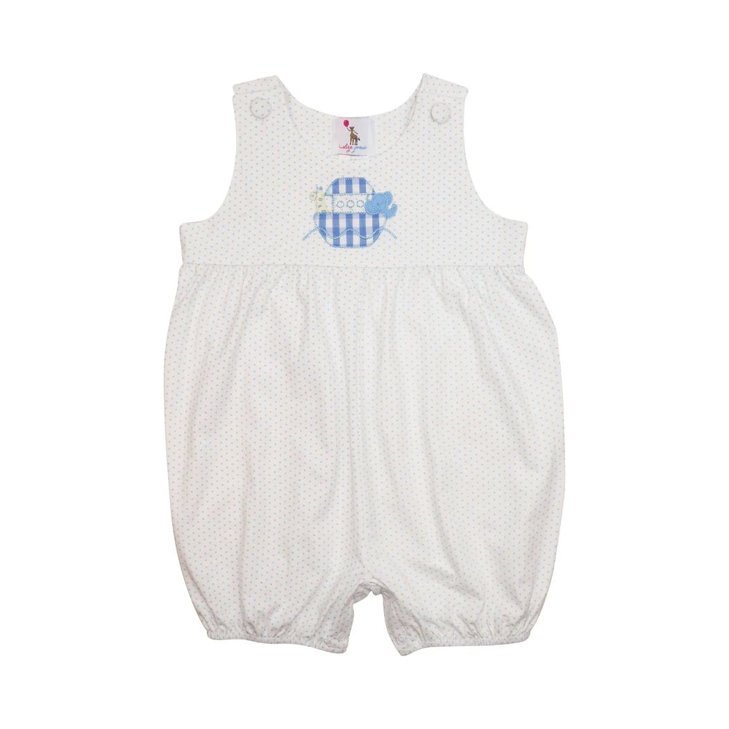 Blue Mini Dot Knit Noah's Ark Short Romper | Eliza James Kids