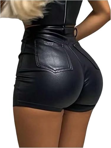 GORGLITTER Women's PU Leather Shorts Festival Disco High Waisted Sexy Rave Party Mini Booty Micro... | Amazon (US)